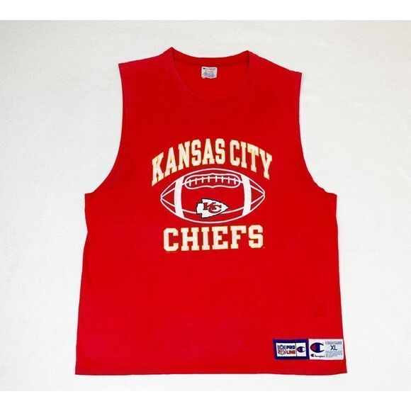 Vintage 1996 NFL Chiefs Kansas City Sleeveless Shirt XL Champion Football - Picture 2 of 11